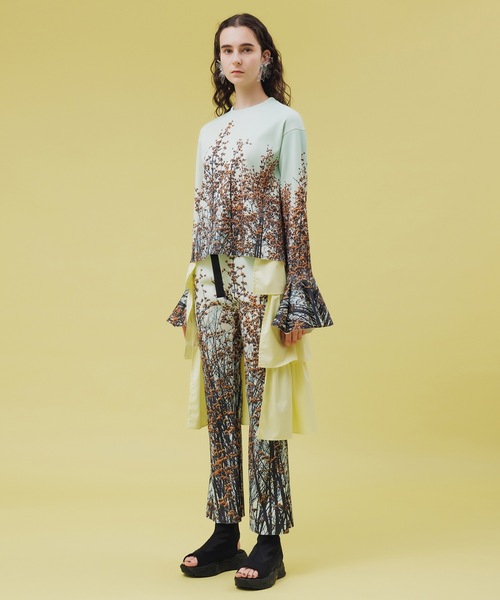 NON TOKYO(ノントーキョー)の「PRINT RIB FLARE SLEEVE C/S(Tシャツ/カットソー・レディース・ライトブルー/マルチ/カラフル・FREE)」の8枚目の写真