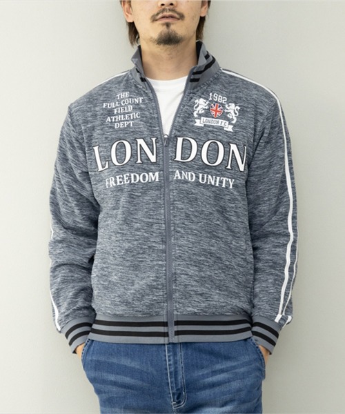 STYLEBLOCK（スタイルブロック）の「HIGHQUALITYフリースプリントブルゾン(london)（ブルゾン・メンズ・ネイビー/ベージュ/ブラック/ヘザーチャコール・L/M/LL）」の4枚目の写真