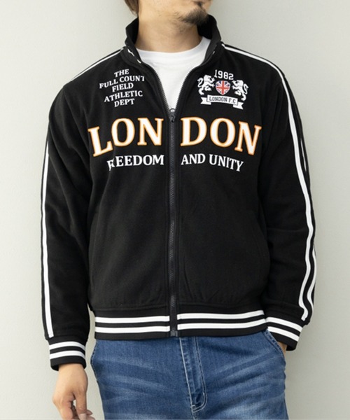 STYLEBLOCK（スタイルブロック）の「HIGHQUALITYフリースプリントブルゾン(london)（ブルゾン・メンズ・ネイビー/ベージュ/ブラック/ヘザーチャコール・L/M/LL）」の2枚目の写真