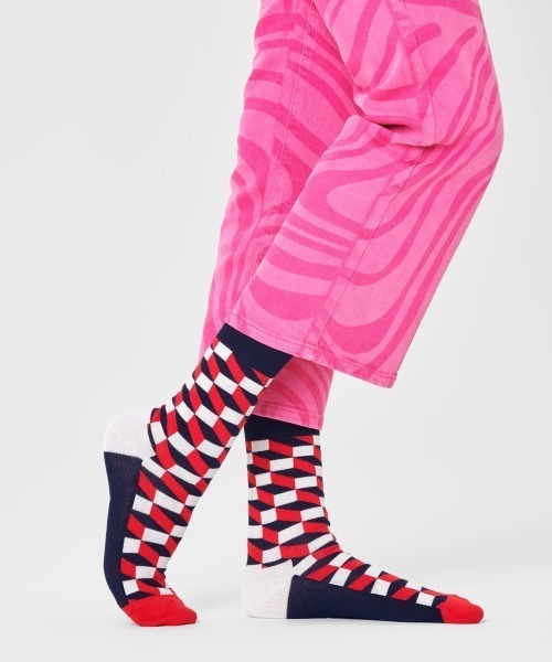 Happy Socks（ハッピーソックス）の「Happy Socks Filled Optic クルーソックス 10201103（ソックス/靴下・レディース・グレー/ブルー/ネイビー・L/M）」の2枚目の写真