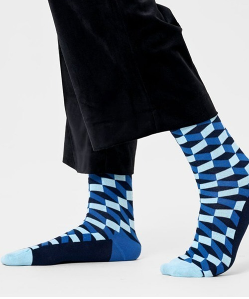 Happy Socks（ハッピーソックス）の「Happy Socks Filled Optic クルーソックス 10201103（ソックス/靴下・レディース・グレー/ブルー/ネイビー・L/M）」の3枚目の写真