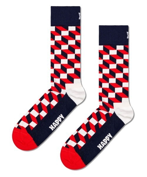 Happy Socks（ハッピーソックス）の「Happy Socks Filled Optic クルーソックス 10201103（ソックス/靴下・レディース・グレー/ブルー/ネイビー・L/M）」の10枚目の写真