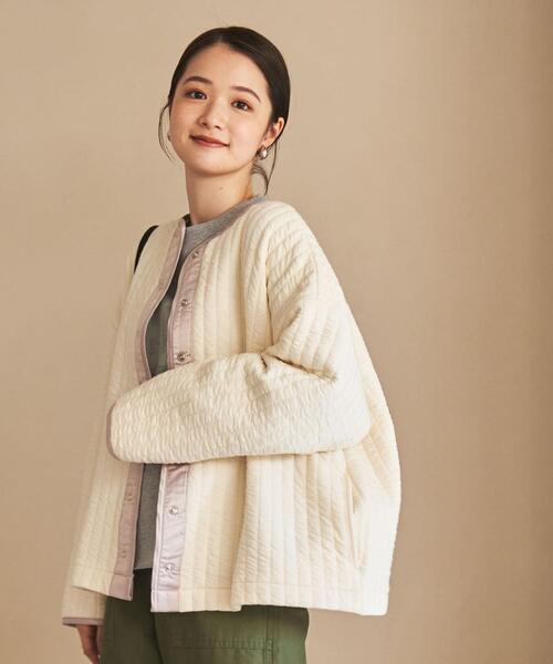 coen（コーエン）の「【WEB限定】キルトライクスナップボタンカーディガン（カーディガン/ボレロ・レディース・ブラック/オフホワイト・M/L）」の8枚目の写真