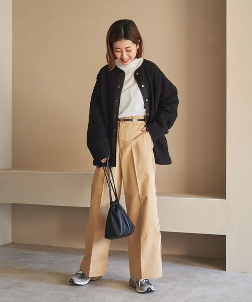 coen（コーエン）の「【WEB限定】キルトライクスナップボタンカーディガン（カーディガン/ボレロ・レディース・ブラック/オフホワイト・M/L）」の19枚目の写真