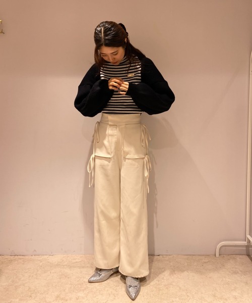 MIRO AMURETTE（ミロアミュレット）の「MIRO charm border turtle neck/チャーム付きボーダータートルネック（ニット/セーター・レディース・ホワイト・FREE）」の13枚目の写真