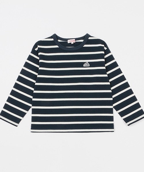 minimal（ミニマル）の「【撥水】ボーダー長袖Ｔシャツ（Tシャツ/カットソー・キッズ・ホワイト/イエロー/ネイビー/サックスブルー・100cm/115cm/155cm/90cm/135cm）」の3枚目の写真