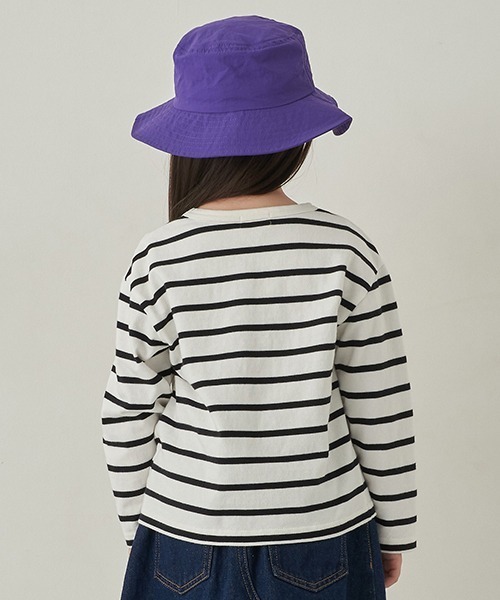 minimal（ミニマル）の「【撥水】ボーダー長袖Ｔシャツ（Tシャツ/カットソー・キッズ・ホワイト/イエロー/ネイビー/サックスブルー・100cm/115cm/155cm/90cm/135cm）」の18枚目の写真