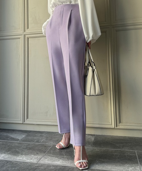 JUNOAH（ジュノア）の「ジョーゼットタックパンツ（スラックス・レディース・パープル/ベージュ/グリーン/ブラック/ラベンダー・MEDIUM/LARGE）」の13枚目の写真