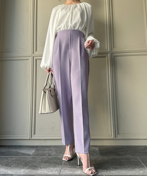 JUNOAH（ジュノア）の「ジョーゼットタックパンツ（スラックス・レディース・パープル/ベージュ/グリーン/ブラック/ラベンダー・MEDIUM/LARGE）」の14枚目の写真