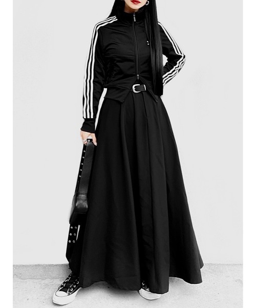 【セール】【LVEU.】ベルトセットAラインフレアスカート(Ai select) / ボトムス スカート フレア ベルト ボリューム ブラック（スカート）｜LVEU.（ラブユ.）