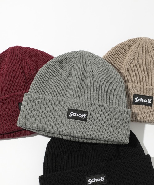 schott（ショット）の「【SCHOTT】ワンポイントロゴニットワッチ SC035（ニットキャップ/ビーニー・メンズ・グレー/ワイン/ブラック/ベージュ・FREE）」の3枚目の写真