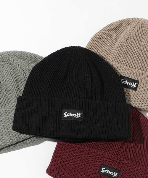 schott（ショット）の「【SCHOTT】ワンポイントロゴニットワッチ SC035（ニットキャップ/ビーニー・メンズ・グレー/ワイン/ブラック/ベージュ・FREE）」の2枚目の写真