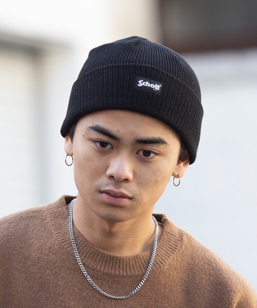 schott（ショット）の「【SCHOTT】ワンポイントロゴニットワッチ SC035（ニットキャップ/ビーニー・メンズ・グレー/ワイン/ブラック/ベージュ・FREE）」の7枚目の写真