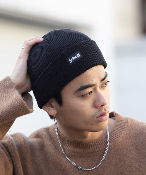 schott（ショット）の「【SCHOTT】ワンポイントロゴニットワッチ SC035（ニットキャップ/ビーニー・メンズ・グレー/ワイン/ブラック/ベージュ・FREE）」の6枚目の写真