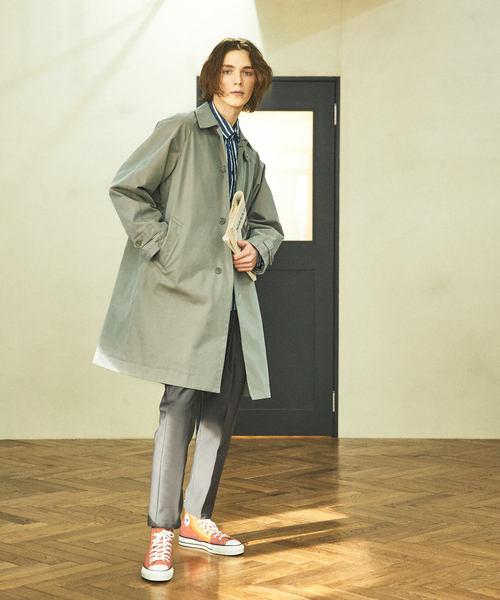 ABAHOUSE（アバハウス）の「【玉虫ツイル】ステンカラーコート / スプリングコート（ステンカラーコート・メンズ・ベージュ/ネイビー/カーキ・46/48）」の4枚目の写真