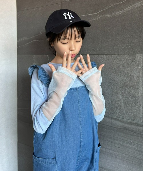 CIAOPANIC TYPY（チャオパニックティピー）の「【KIDS】袖切り替えシアーカットソー（Tシャツ/カットソー・キッズ・サックスブルー/アイボリー/ブラック/オレンジ/ホワイト/ブラック系その他・SMALL/MEDIUM/LARGE/X-LARGE/XX-LARGE）」の5枚目の写真