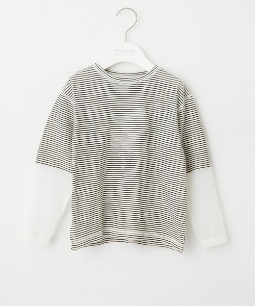 CIAOPANIC TYPY（チャオパニックティピー）の「【KIDS】袖切り替えシアーカットソー（Tシャツ/カットソー・キッズ・サックスブルー/アイボリー/ブラック/オレンジ/ホワイト/ブラック系その他・SMALL/MEDIUM/LARGE/X-LARGE/XX-LARGE）」の15枚目の写真