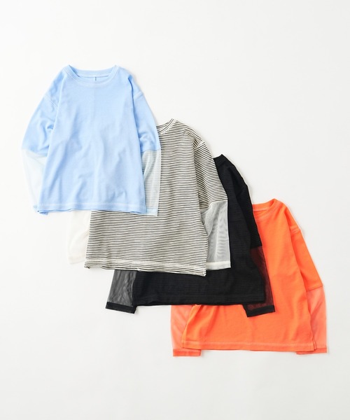 CIAOPANIC TYPY（チャオパニックティピー）の「【KIDS】袖切り替えシアーカットソー（Tシャツ/カットソー・キッズ・サックスブルー/アイボリー/ブラック/オレンジ/ホワイト/ブラック系その他・SMALL/MEDIUM/LARGE/X-LARGE/XX-LARGE）」の22枚目の写真