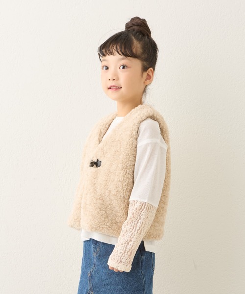 セール】【KIDS】袖切り替えシアーカットソー（Tシャツ