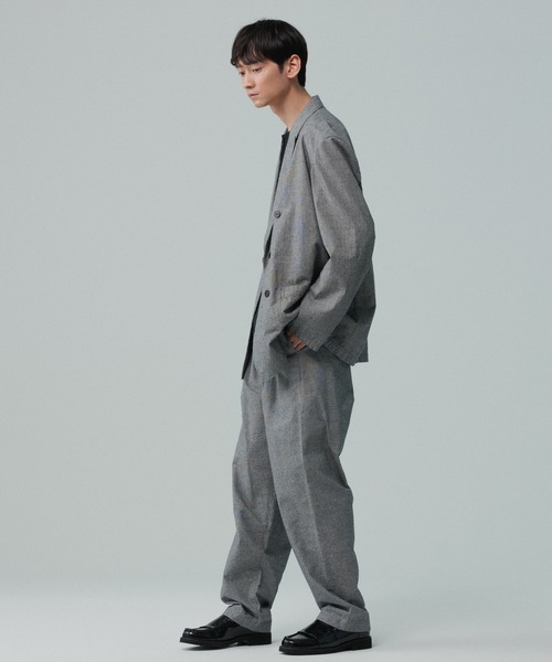 E.TAUTZ ネップ　コットンスラックス コットンシルクネップサージ イージーワイドパンツ｜nest Robe