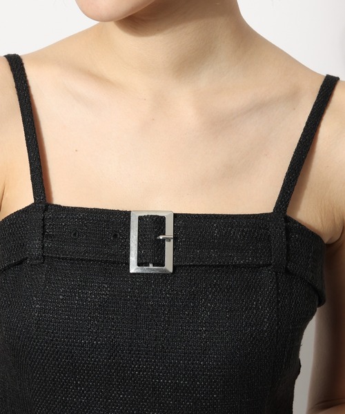 SPIRALGIRL（スパイラルガール）の「サマーツィードベルトデザインキャミワンピース（ワンピース・レディース・ブラック/ブルー/グリーン・FREE）」の7枚目の写真