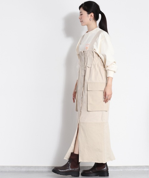 cepo（セポ）の「ミリタリージャンパースカート（ジャンパースカート・レディース・カーキ/オフホワイト・M）」の14枚目の写真