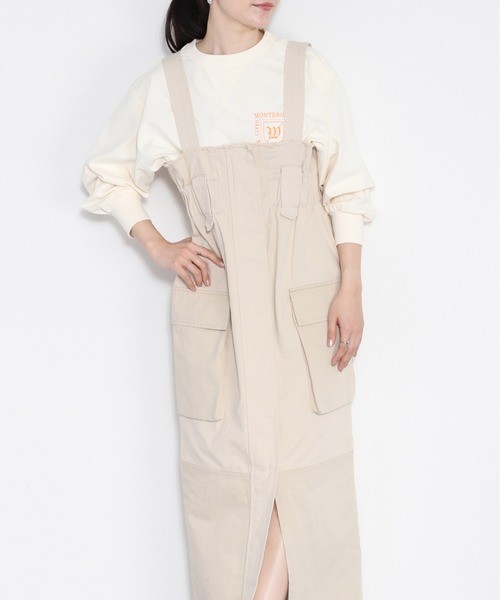 cepo（セポ）の「ミリタリージャンパースカート（ジャンパースカート・レディース・カーキ/オフホワイト・M）」の9枚目の写真