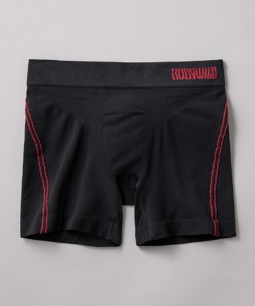 BODY WILD(ボディーワイルド)の「BODY WILD/ボディワイルド セミロングボクサーパンツ e-BOXER サイドライン柄(ボクサーパンツ・メンズ・ブラック/イエロー/ブルーグリーン/ライトグレー/レッド系その他/ダークブルー・X-LARGE/MEDIUM/LARGE)」の2枚目の写真