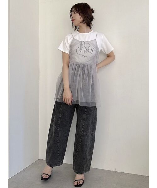 タグ付き！オブリ♡リボンキャミトップス カップ入りドット柄リボンストラップキャミソール[dk1117