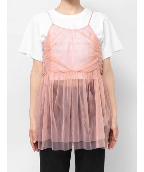 dazzlin（ダズリン）の「【WEB限定】チュールキャミトップス（キャミソール・レディース・グレー/チャコールグレー/ピンク/アイボリー・FREE）」の16枚目の写真