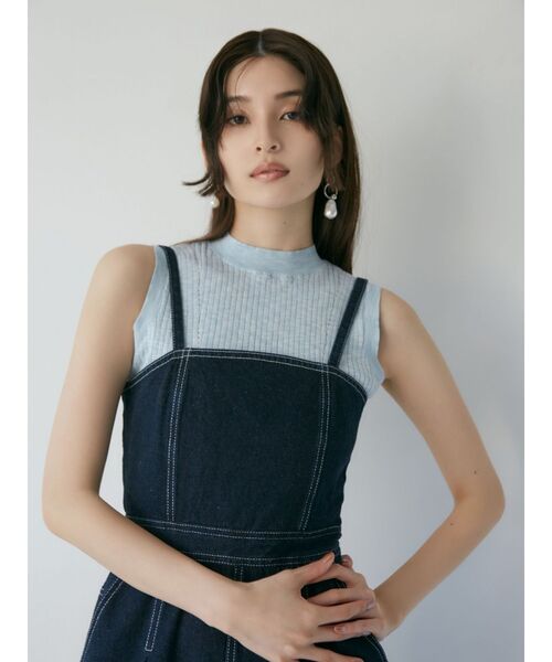 MURUA（ムルーア）の「デザインデニムロンパース（つなぎ/オールインワン・レディース・ブラック/インディゴブルー/ブルー・1/2）」の12枚目の写真