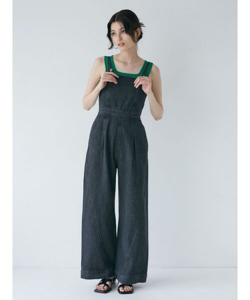 MURUA（ムルーア）の「デザインデニムロンパース（つなぎ/オールインワン・レディース・ブラック/インディゴブルー/ブルー・1/2）」の15枚目の写真