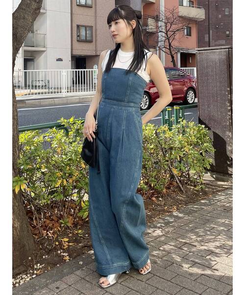 MURUA（ムルーア）の「デザインデニムロンパース（つなぎ/オールインワン・レディース・ブラック/インディゴブルー/ブルー・1/2）」の21枚目の写真