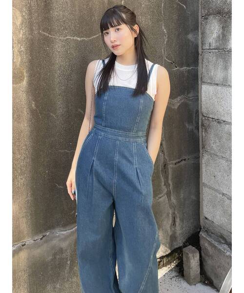【セール】デザインデニムロンパース（つなぎ/オールインワン）｜MURUA（ムルーア）