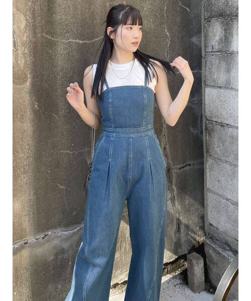 【セール】デザインデニムロンパース（つなぎ/オールインワン）｜MURUA（ムルーア）