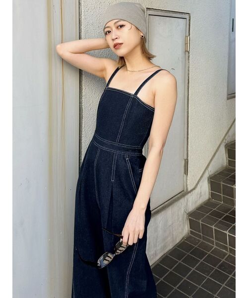 【セール】デザインデニムロンパース（つなぎ/オールインワン）｜MURUA（ムルーア）