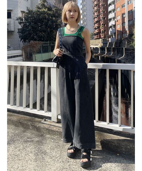 【セール】デザインデニムロンパース（つなぎ/オールインワン）｜MURUA（ムルーア）