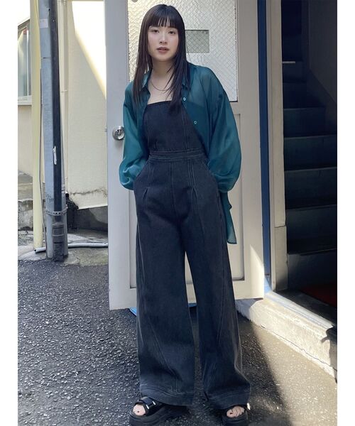 MURUA オールインワン MURUA オールインワン デザインデニムロンパース レディース