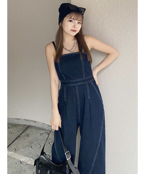 【セール】デザインデニムロンパース（つなぎ/オールインワン）｜MURUA（ムルーア）