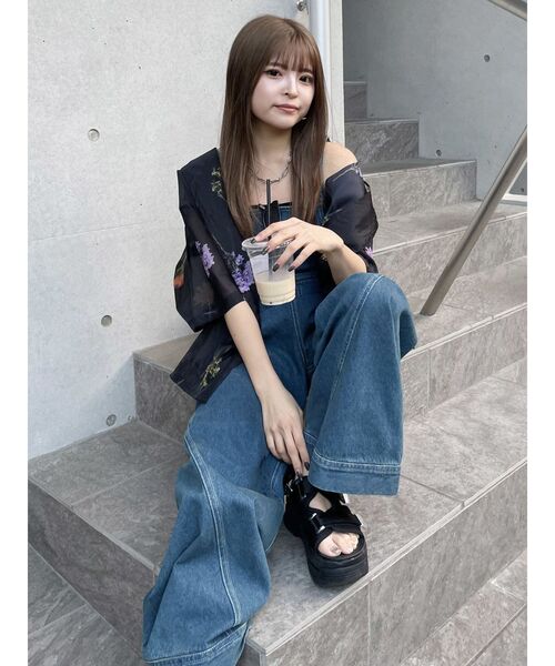 【セール】デザインデニムロンパース（つなぎ/オールインワン）｜MURUA（ムルーア）