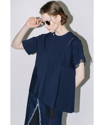 メッシュコンビネーションアシンメトリーTシャツ