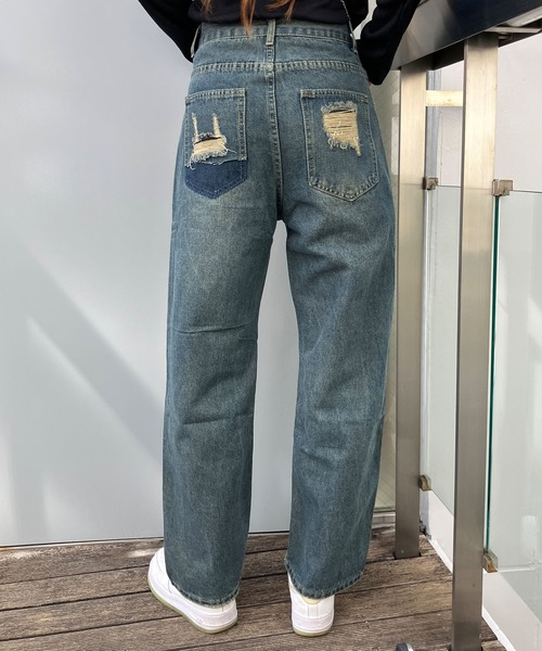 GLAMOROUS JANE（グラマラスジェーン）の「デザインポケットデニムストレートパンツ（デニムパンツ・レディース・ブルー・S/M/L）」の12枚目の写真