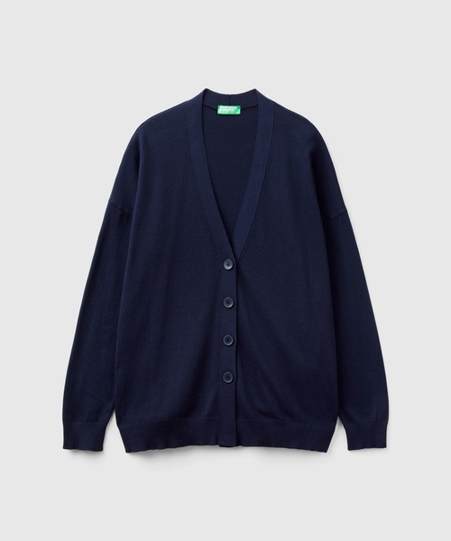BENETTON (UNITED COLORS OF BENETTON)（ベネトンユナイテッドカラーズオブベネトン）の「コットンモダール無地Vネック長袖カーディガン（カーディガン/ボレロ・レディース・ブラック/ネイビー・SMALL/MEDIUM/X-SMALL）」の5枚目の写真