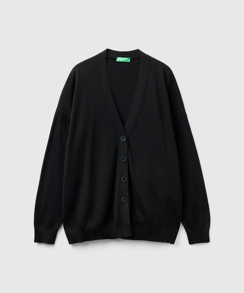BENETTON (UNITED COLORS OF BENETTON)（ベネトンユナイテッドカラーズオブベネトン）の「コットンモダール無地Vネック長袖カーディガン（カーディガン/ボレロ・レディース・ブラック/ネイビー・SMALL/MEDIUM/X-SMALL）」の10枚目の写真