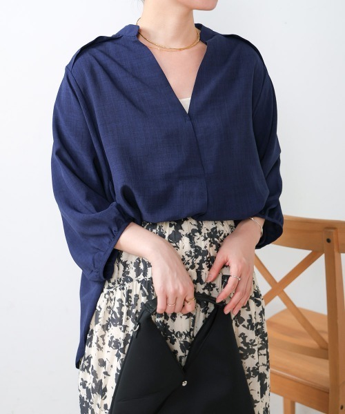 Bou Jeloud(ブージュルード)の「麻ライクスキッパーチュニック(チュニック・レディース・ブルー/ホワイト/グリーン/イエロー/ネイビー/ライトグリーン/ライム/オレンジ/インディゴブルー・FREE)」の6枚目の写真