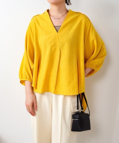 Bou Jeloud(ブージュルード)の「麻ライクスキッパーチュニック(チュニック・レディース・ブルー/ホワイト/グリーン/イエロー/ネイビー/ライトグリーン/ライム/オレンジ/インディゴブルー・FREE)」の1枚目の写真