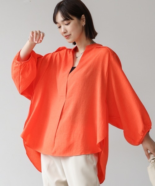 Bou Jeloud(ブージュルード)の「麻ライクスキッパーチュニック(チュニック・レディース・ブルー/ホワイト/グリーン/イエロー/ネイビー/ライトグリーン/ライム/オレンジ/インディゴブルー・FREE)」の9枚目の写真