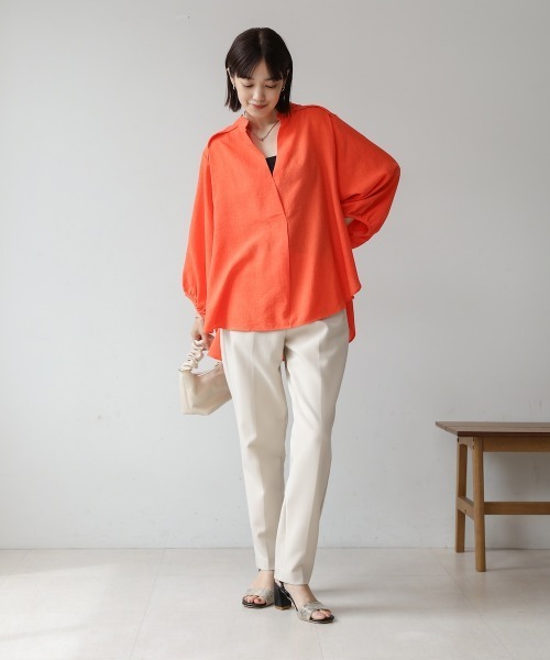 Bou Jeloud(ブージュルード)の「麻ライクスキッパーチュニック(チュニック・レディース・ブルー/ホワイト/グリーン/イエロー/ネイビー/ライトグリーン/ライム/オレンジ/インディゴブルー・FREE)」の13枚目の写真