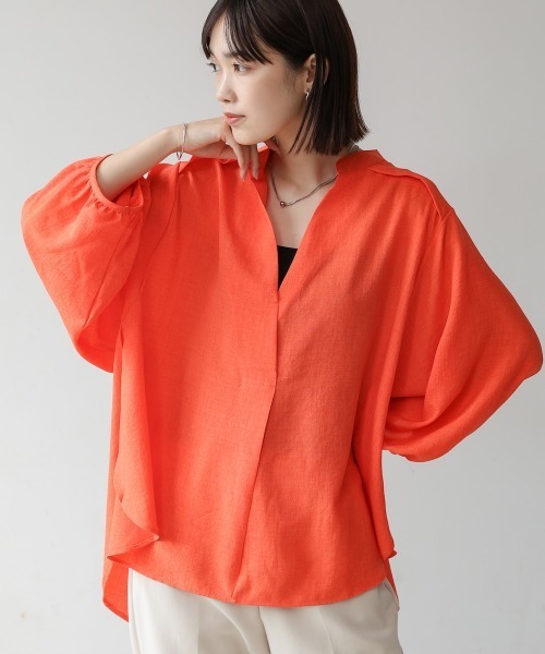 Bou Jeloud(ブージュルード)の「麻ライクスキッパーチュニック(チュニック・レディース・ブルー/ホワイト/グリーン/イエロー/ネイビー/ライトグリーン/ライム/オレンジ/インディゴブルー・FREE)」の14枚目の写真