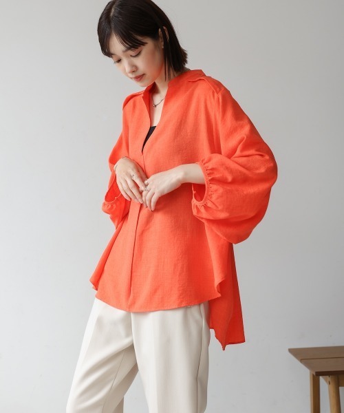 Bou Jeloud(ブージュルード)の「麻ライクスキッパーチュニック(チュニック・レディース・ブルー/ホワイト/グリーン/イエロー/ネイビー/ライトグリーン/ライム/オレンジ/インディゴブルー・FREE)」の15枚目の写真